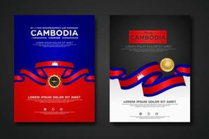 Set poster design Cambodia independence day background template vector