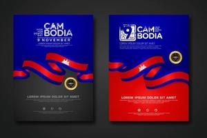 Set poster design Cambodia independence day background template vector