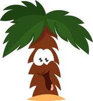 Happy palm tree , illustration, vector on white background