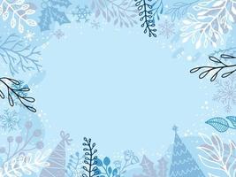 Winter Blue Border Background with Winter Elements vector
