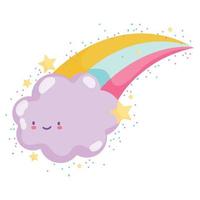 weather cute rainbow and cloud funny cartoon vector