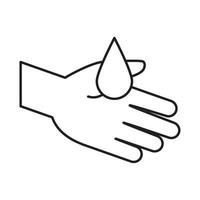 covid 19 coronavirus prevention hand with water drop clean line style icon vector