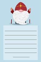 Template letter to Saint Nicholas. Sinterklaas Eve is a holy old man. St Nicholas Day holiday vector