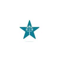 logotipo del concepto de forma de estrella de la iglesia. logotipo del árbol de oración de la cruz de la iglesia cristiana. diseño de logotipo de cruz de iglesia de espada cristiana vector