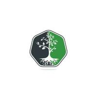 Tree Roots vector logo design. Vector tree with roots logo element.