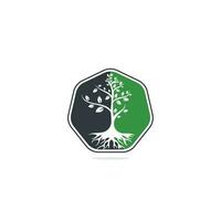 diseño de logotipo vectorial de raíces de árbol. árbol vectorial con elemento de logotipo de raíces. vector