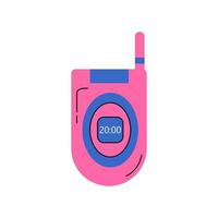 Y2k groovy element. Retro mobile phone isolated on white background. 2000 vibes collection. 2000s cartoon hand drawn vector illustration.