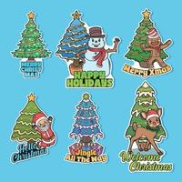 Christmas Tree Greeting Chat Stickers vector