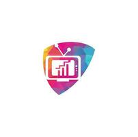 plantilla de diseño de logotipo de tv de finanzas. Ilustración de vector de diseño de logotipo de gráfico de tv. combinación de gráfico y logo de tv.