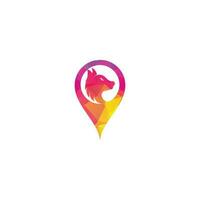 Wolf map pin shape concept Logo Design. Modern professional wolf logo design. Wolf head logo vector