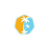 Tropical beach and palm tree logo design. Creative simple palm tree vector logo design. Beach logo. Beach palm tree logo