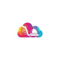 Food delivery cloud shape concept logo design. Fast delivery service sign. Delivery logo online food ordering restaurant. vector