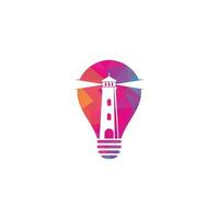Lighthouse bulb shape concept vector logo design. Lighthouse icon logo design vector template illustration.