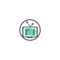 Finance TV Logo Design Template. Tv chart logo Design Vector illustration. Graph and tv logo combination.