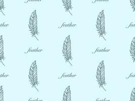 Feather cartoon character seamless pattern on blue background vector