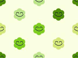 Smile cartoon character seamless pattern on green background vector