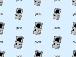 Game cartoon character seamless pattern on blue background vector