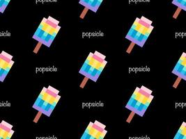 Popsicle cartoon character seamless pattern on black background vector