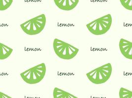 Lemon cartoon character seamless pattern on green background vector