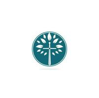 logotipo de la iglesia. logotipo del árbol de oración de la cruz de la iglesia cristiana. diseño de logotipo de cruz de iglesia de espada cristiana vector