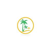 Beach logo design template. summer logo designs. Tropical beach and palm tree logo design. vector