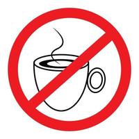 imagen de contorno simple de una taza bajo la etiqueta de prohibición roja. pegatina. icono. aislar vector