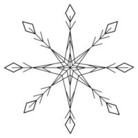 Abstract patterned snowflake with elegance elements in a minimalist style. Line art. Isolate vector