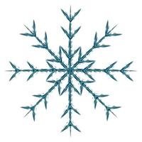 copo de nieve de imagen abstracta hecho por líneas estampadas rotas en tonos azules invernales de moda. icono. aislar vector