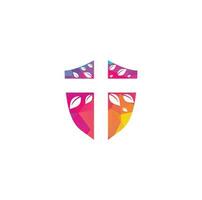 diseño del logo de la iglesia cruzada. diseño de vector de icono de símbolo de cruz religiosa de árbol abstracto. logotipo de la iglesia y la organización cristiana. logotipo de la iglesia del árbol cruzado