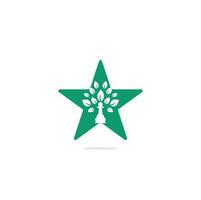 Chess tree star shape concept logo design. Green tree vector logo design. Tree logo