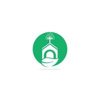 Church building logo design. Template logo for churches and Christian. Cross church building logo. vector
