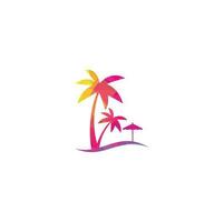 Beach logo design template. summer logo designs. Tropical beach and palm tree logo design. vector