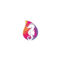 Sea Horse drop shape concept vector logo design.