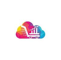 Business finance cloud shape concept logo. market finance logo design vector. Finance cart logo. vector