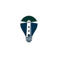 Lighthouse bulb shape concept vector logo design. Lighthouse icon logo design vector template illustration.