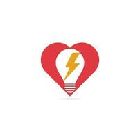 Creative Bulb thunder heart shape concept logo design vector. Fast Bulb logo template. icon symbol. Thunder Light Bulb Lamp Logo Template Illustration Design vector