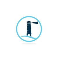 Lighthouse vector logo design. Waves Lighthouse icon logo design vector template illustration.