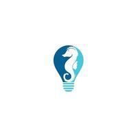 Sea Horse bulb shape concept vector logo design.