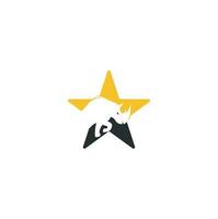 diseño de vector de logotipo de concepto de forma de estrella de rinoceronte. logotipo de rinocerontes para club deportivo o equipo. icono de cabeza de rinoceronte.