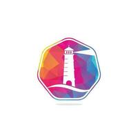 Lighthouse vector logo design. Waves Lighthouse icon logo design vector template illustration.