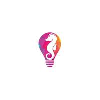 Sea Horse bulb shape concept vector logo design.