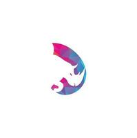 Rhino drop shape concept logo vector design. Rhinos logo for sport club or team. Rhino head icon.