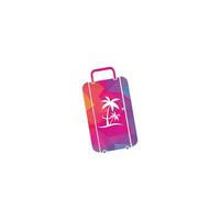 Beach travel bag concept logo icon design. Travel logo template. Palm Tree With ocean wave logo template vector. vector