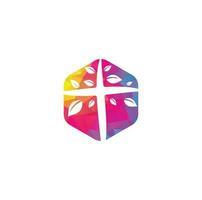 Cross Church Logo Design. Abstract Tree religious cross symbol icon vector design. Church and Christian organization logo. Cross tree church logo