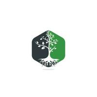 Tree Roots vector logo design. Vector tree with roots logo element.