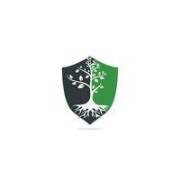 Tree Roots vector logo design. Vector tree with roots logo element.