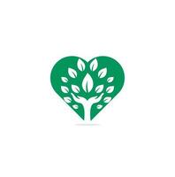 Hand tree heart shape concept logo design. Natural products logo. vector