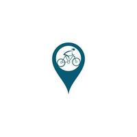 diseño de logotipo vectorial de concepto de forma de pin de mapa de bicicleta. tienda de bicicletas identidad de marca corporativa. logotipo de bicicleta. vector