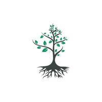 diseño de logotipo vectorial de raíces de árbol. árbol vectorial con elemento de logotipo de raíces. vector