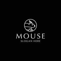 Mouse geometric line art logo vector icon design template